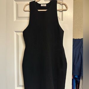 Babaton Black Ribbed Mini Dress